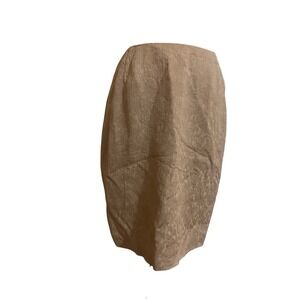 Emanuel Ungaro Vintage Beige Damask Brocade Pencil Skirt Rayon Wool Blend Size 6